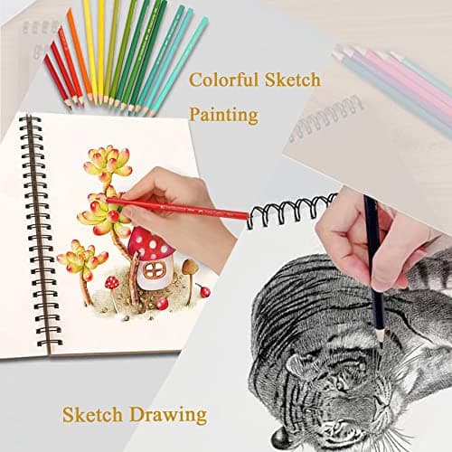 Aunphuw Carnet Dessin A4 Sketchbook 2pcs, 120GSM Reliure Spirale Papier Dessin Cahier avec Couverture Rigide de Croquis Papier sans Acide 60 Pages pour Enfant et Adultes D'artiste