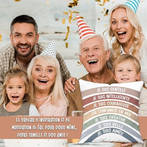Cadeaux d'inspiration pour Les Femmes Filles Initiales A-Z Cadeaux motivationnels Coussin Arc-en-Ciel Recto-Verso pour Les Femmes Anniversaire Graduation Fête des mères Cadeau de Noël(W-Elle)