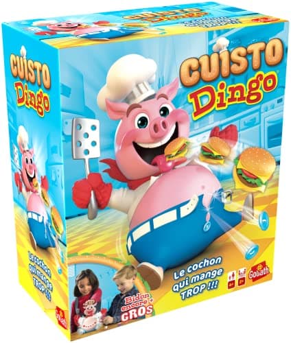 CUISTO DINGO - Jeu de Société pour Enfants - Amusez-vous à Nourrir le Cochon sans Faire Exploser son Ventre - Jeu Rigolo dès 4 Ans - Jouez en Famille ou entre Amis - 2 à 4 joueurs - 15 Min
