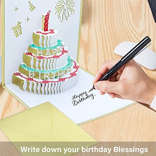Carte Anniversaire 3D,Carte Pop Up Anniversaire,Carte d'Anniversaire Musique Avec Enveloppe,Carte Anniversaire Femme Homme Fille Anniversaire