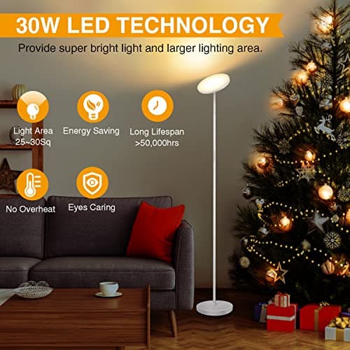 OUTON Lampadaire LED, 30W/3000LM Lumineux Lampadaire, 3000K-6000K Dimmable Lampe sur Pied avec Télécommande et Contrôle Tactile, Minuterie 1-Heure, Haut Lampadaire sur Pied Salon, Chambre et Bureau