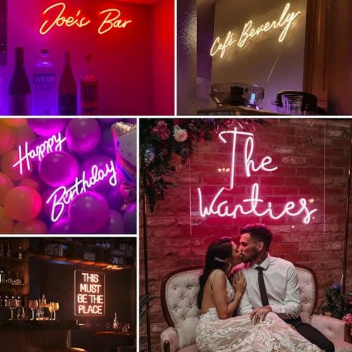 YGEQWK Enseigne Lumineuse Neon Personnalisable,Professionnel Personnalisé LED Prenom Neon Sign Pour Décoration Murale Chambre Club Bar Fête d'anniversaire(1-3 Line)