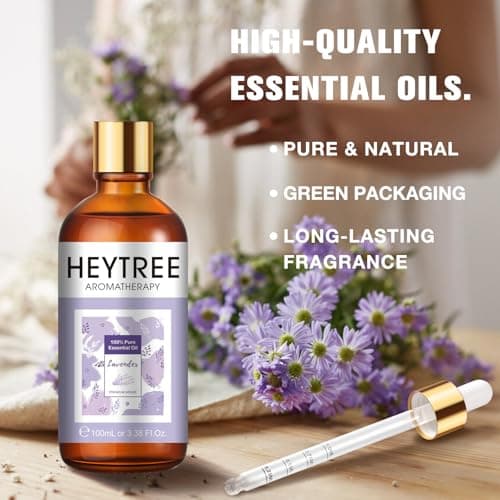 HEYTREE Huile essentielle de lavande 100ml Huile idéale pour les soins de la peau, le bain et la douche, l'humidificateur, le diffuseur