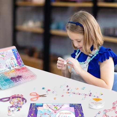 WuikerDuo Perles Pour Enfants,Perles Pour Bracelet Enfant,DIY Bracelets Colliers De Perles Bijoux Faire Des Perles Colorées Pour Les Filles