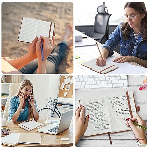 HOMEMARS Carnet de Notes, Petit Carnet, Petit Cahier, 3 Paquet, Cahier de Note, Carnet de Voyage, 14.4 cmx9.6cm, Marron, 192 Pages Chacune, Couverture Rigide, Motif d'arbre en Relief, Cuir végétalien