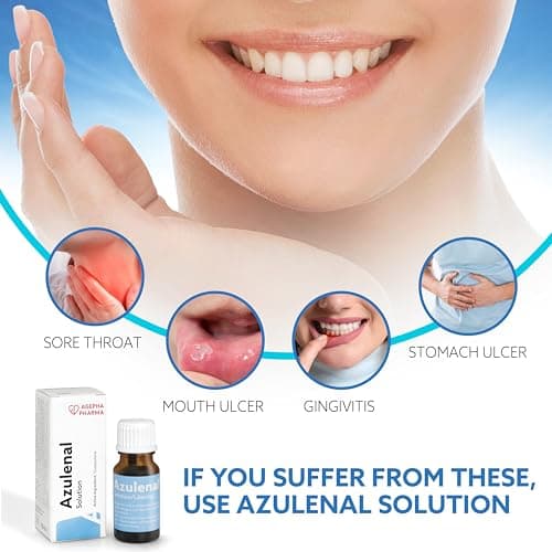Solution Azulenal pour Aphtes, Ulcères D'estomac, Gingivite Et Ulcères Peptiques | Traite Les Problèmes De Digestion et Les Infections De La Gorge | Puissant Anti-Inflammatoire Avec Guaiazulene
