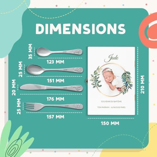 Maverton Set de couverts de table avec prénom dans boîte en bois imprimée - Thème Animal - Cadeau bapteme personnalisé - Couvert bebe - Couvert enfant - Cadeaux bébé - Coutellerie gravée - Photo 5