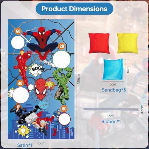Jeux de Lancer Enfant,Bannière de Dessin Animé avec 4 Sac de Sable, Cartoon Anime Jeux de Lancer,Throwing Game,Jouets Enfants pour Fête d'anniversaire,Carnaval,Jeux pour Intérieur, Extérieur,Jardin