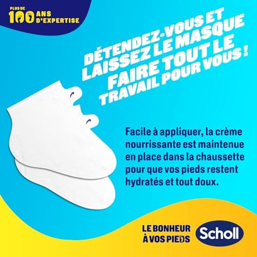 Scholl Masque Pieds Nourrissant à l'Huile de Noix de Coco: Sans parfum ni colorants pour peaux sèches. Chaussettes hydratantes non grasses, faciles à utiliser. Emballage et masque recyclables, 1 paire