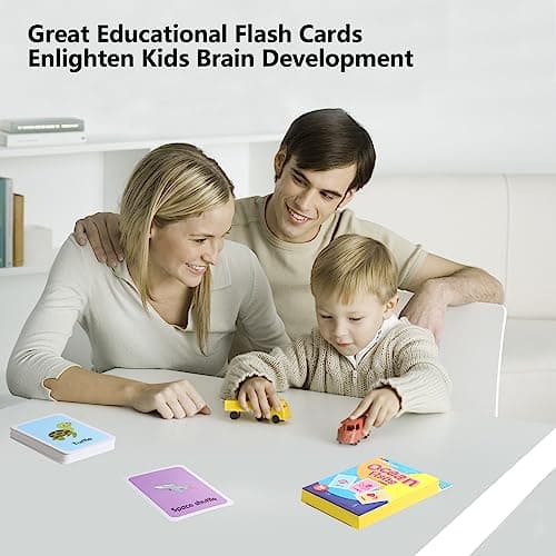 180 Cartes Flash pour Bébé, Cartes Animaux pour Enfants, Carte de Jouet d'apprentissage pour Promouvoir Le Vocabulaire (Nécessités Quotidiennes, Transport, Poisson Marin, spécialité, légumes)