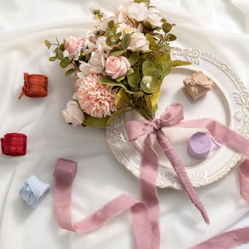 Ruban Cadeau Ruban Mousseline Mauve, 2.5cm x 6.4m Ruban de Décoration, MORSUNBELA Ruban de Noeud, Décoration Ruban Tissu pour Mariage fête Valentin Anniversaire Cadeaux - 3 rouleaux