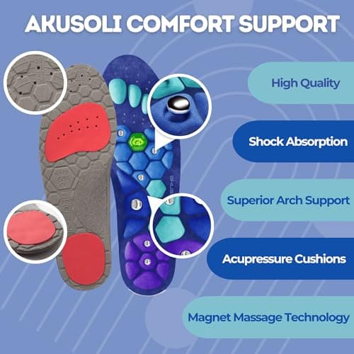 Akusoli Semelles | Semelles Chaussures Confort, Semelles de Soutien Voûte, Semelles Pieds Plats, Douleur au Pied, Semelle Homme, Femmes EU36-42