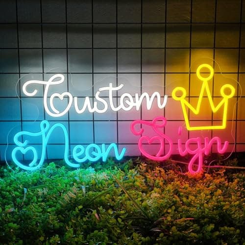 YGEQWK Enseigne Lumineuse Neon Personnalisable,Professionnel Personnalisé LED Prenom Neon Sign Pour Décoration Murale Chambre Club Bar Fête d'anniversaire(1-3 Line)
