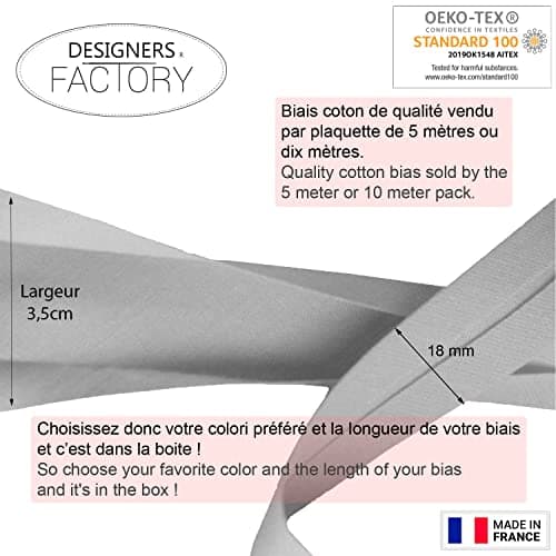 Biais Coton uni - Plus de 20 Coloris Disponibles - Certifié Oeko tex - Biais de Couture à Coudre au Bord de Votre Tissu pour de Jolies Finitions (par 5 mètres, Jaune)