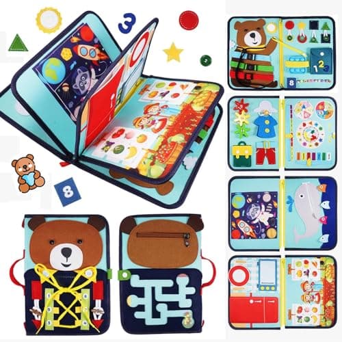 HappyKidsClub Jouet Enfant 1 2 3 4 Ans Garçon Fille, Busy Board Planche Activité Montessori 1 2 Ans Cadeau Noel Enfant 1-4 Ans Garçon Jeux Enfant 1-4 Ans Jeux Educatif Enfant 1 2 3 Ans Avion Jouet