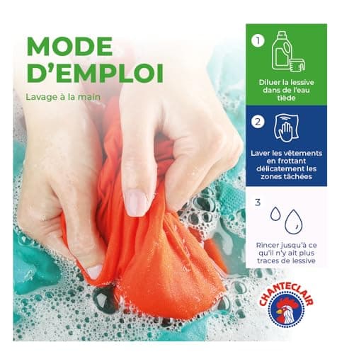 Chanteclair - Lessive Liquide Concentrées Musc Blanc, Enrichie au Dégraissant, Ultra Détachantes et Efficaces aussi à Froid, 40 lavages - 1800 ml
