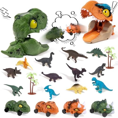 KADAYAYA Ensemble de Jouet de Dinosaures pour Les Garçons De 2-6 Ans, Figurine de Dinosaure Jouets de Voiture pour Enfants 3 à 5 Ans, Dino Jouet Cadeau Garçons et Filles 3 4 5 6 Ans