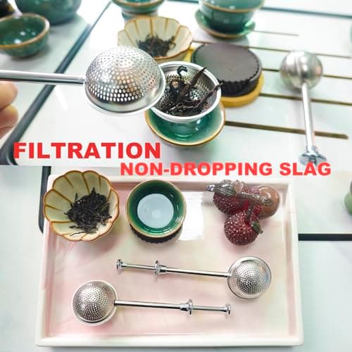 SyiXute 2 Pièces Filtre à Thé,Boule a Thé,Infuseurs à Thé en Acier Inoxydable,Infuseur à Thé avec Long Manche pour Thé en Vrac & Épices,Tasse Théière