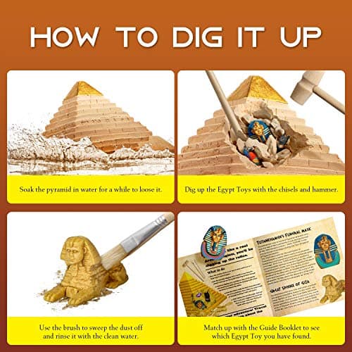 Dr. Daz - Kit jeux egypte fouilles archéologiques pour enfants-Grande pierre precieuse pyramide-Jouet pour enfants 4 5 6 7 8 9 10 ans