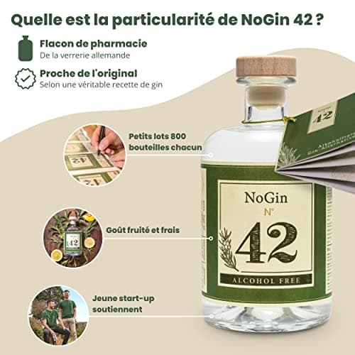 NoGin 42 - L'alternative au gin sans alcool avec les épices originales du Gin 42 | jnpr | Sans sucre | Compagnon idéal pour les cocktails sans alcool | A servir avec l'eau tonique Thomas Henry