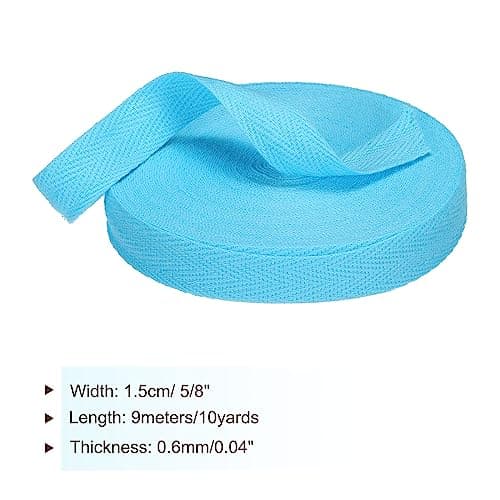 PATIKIL Sangle Sergé Coton 15mm(5/8") 9m(10 Yards) Coton Ruban Biais Lien Ruban Chevron Sangle Couture pour Couture Cadeau Emballage Artisanat DIY Bleu