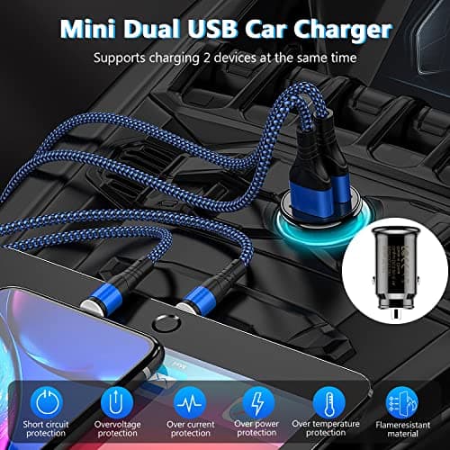 Hoembpn 1 à 2 Allume-Cigare Câble D'extension Prise Allume Cigare Socket Mâle vers Femelle Adaptateur Splitter avec LED Interrupteur Fusible 15A,12V/24V Mini Chargeur de Voiture USB Double