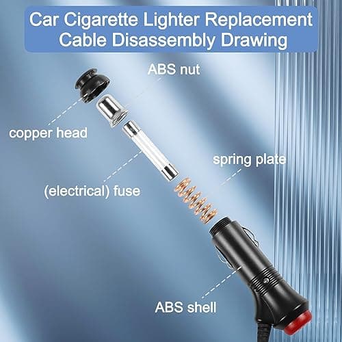 HATMINI 2PCS Prise d'alimentation allume-cigare 12V avec bouton de commutation intégré, câble mâle allume-cigare de voiture 22AWG avec fusible 5A pour produits à faible puissance inférieure à 36W-3,3F