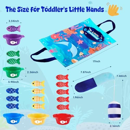 Fozcmisw Jouet de pêche Montessori, Jouet Bebe 1 an Montessori Pêche a la Ligne pour Enfant 1 2 3 Ans Fille Garçon, Jeu de Pêche pour Bébé Jouet éducatif Enfant Jouet de Motricité Cadeau pour Bébé