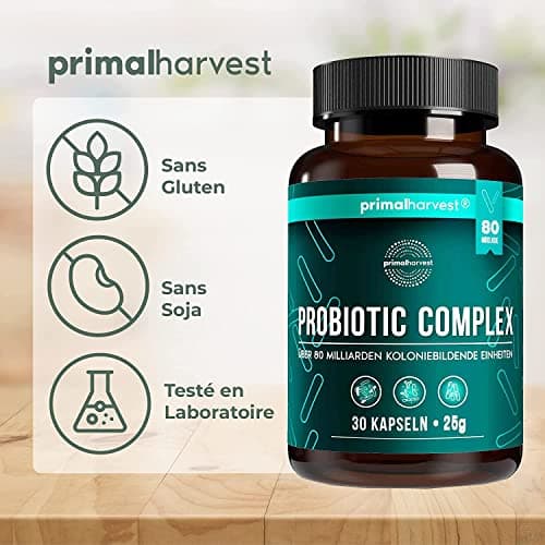 Probiotiques Primal Harvest - 30 Capsules Pour une flore intestinale saine - 15 souches de probiotique flore intestinale dynamiques pour la santé digestive.