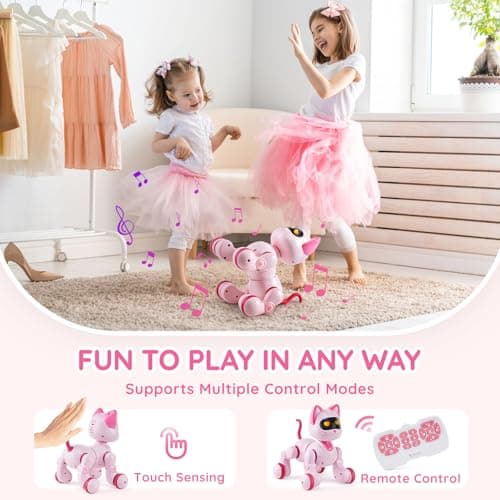 VEVOR Robot Jouet Enfants Télécommandé Chat RC Intelligent, Télécommande Programmable, Contrôle Tactile, Jouet Robotique pour Cadeau d'anniversaire, Noël, Garçons Filles de 3, 4, 5, 6, 7, 8, 10 Ans