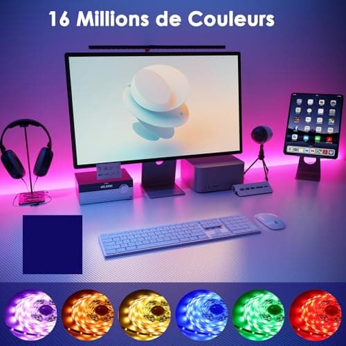 HOVVIDA Ruban LED 5M, 30 LED/Mètre, 24V RVB Bande LED, 150 LED, APP et Télécommande, Synchronisation de la Musique, Mode Minuterie, pour Chambre, Salle de Jeux, Fête, Festival