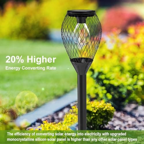 Amzxart Lampes solaires pour jardin extérieur,4 pcs lampes solaires pour extérieur,IP65 lampes solaires étanches pour jardin,lumière solaire blanc chaud pour jardins, pelouses, allées (auto on/off)