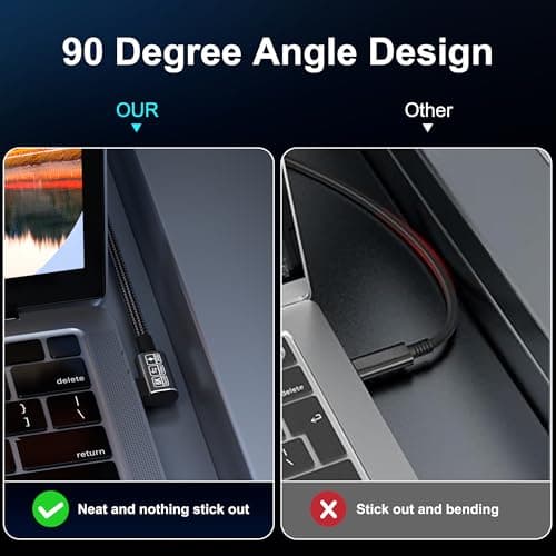 HOTUTUKI 90Degree Câble USB4, avec câble Thunderbolt 4, câble de charge 240W, câble de données 40 Gbps, 8K @ 60Hz HDR, câble USB C vers USB C, pour Hub, Dock,PC, eGUP (90Degree Câble USB4-1M)