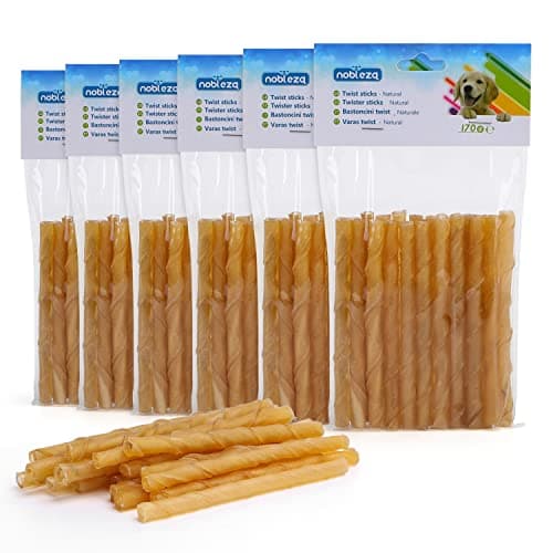 Nobleza - Friandises pour Chien, 120 Pièces bâtonnets à mâcher Chien, 125mm x 10mm, Stick Dentaire, Riche en protéines, pauvre en matières Grasses, 6 sachets de 20 Sticks