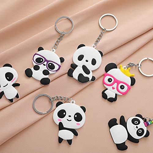 Toyvian Panda Porte-clés Mignons Voiture Porte-clés À Main Décorations Pendentif Party Favors 6 pcs (Style aléatoire) Blanc