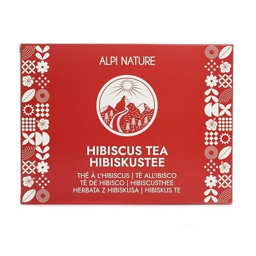 Thé Hibiscus d'Alpi Nature, 120 Sachets de Thé à l'Hibiscus, 120g (6 Boîtes de 20 Sachets de Thé de 1g), Fleurs d'Hibiscus Séchées pour Préparer des Tisanes et du The Hibiscus, Hibiscus Seche