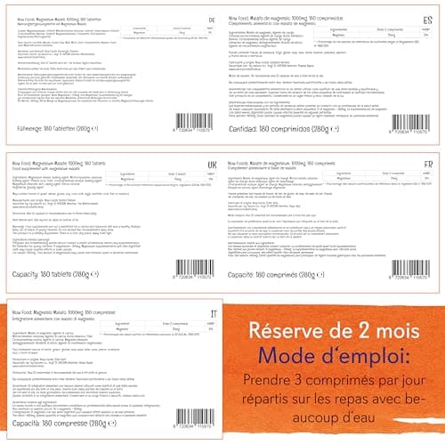 Now Foods, Malate de Magnésium, 1,000 mg, 180 Comprimés végétaliens, Testé en Laboratoire, Sans Gluten, Sans Soja, Végétarien