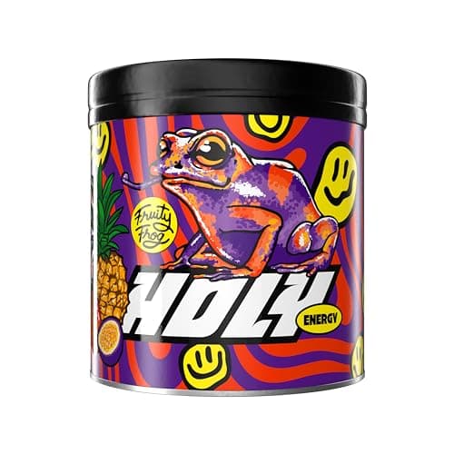 HOLY Energy Gaming Booster 'Fruity Frog' à la mangue, au fruit de la passion & à l'ananas en poudre| 50 portions avec NewCaff & extrait de thé vert | Vegan avec arômes de fruits 100% naturels