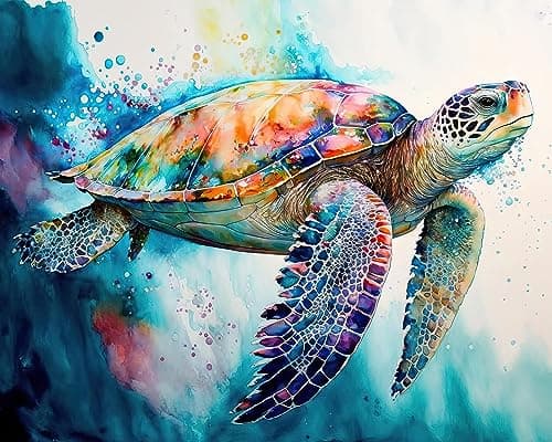 Hjjdiyes Diamond Painting Adultes Animaux Tortue Diamond Painting Enfants 5D Diy Diamant Painting Images avec Accessoires Diamond Painting Kit Full Drill Diamant Peinture Mer Tortues 30 x 40 cm