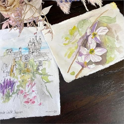 Papier Mixte A5 Crème Fait À La Main Avec Bord Frangé - 21 X 15 cm - 150 GSM - Papier Texturé Coloré Pressé À Froid Fabriqué Avec Du Coton Recyclé Pour Invitations - 50 Feuilles
