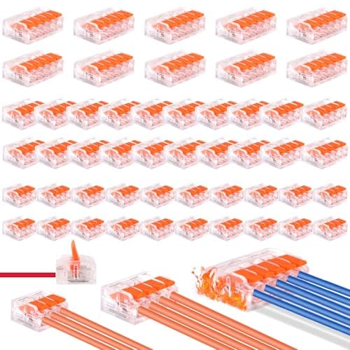 50 Pieces Connecteurs Électriques Rapide avec Levier, Connecteur Electrique, Connecteur d'écrou de Levier, Pour Fil de Câble Peut Être Librement Combiné,PA/PC Ignifuge