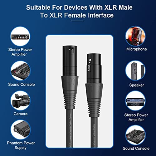 NUOSIYA Cable XLR 30m 2 paquet Cable Microphone XLR Male Femelle Compatible avec Microphone Enceinte Caméra Table de Mixage Amplificateur Audio Studio Enregistrement
