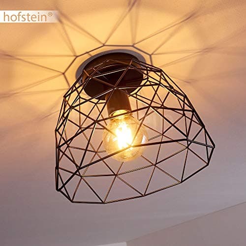 Plafonnier Hajom en métal noir, luminaire moderne créant un motif lumineux géométrique au plafond, pour 1 ampoule E27, ampoule(s) non incluse(s)