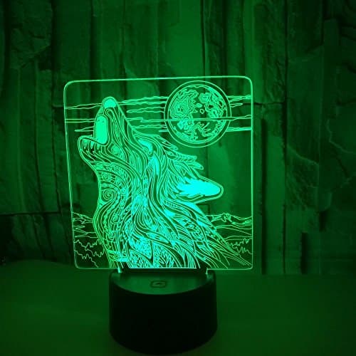 3D Loup Nuit Lampe 16 Couleurs Changeantes Puissance USB Télécommande Contact Switch Lampe Décorative Illusion Optique LED Lampe de Table Anniversaire Noël Cadeau Enfants Jouets