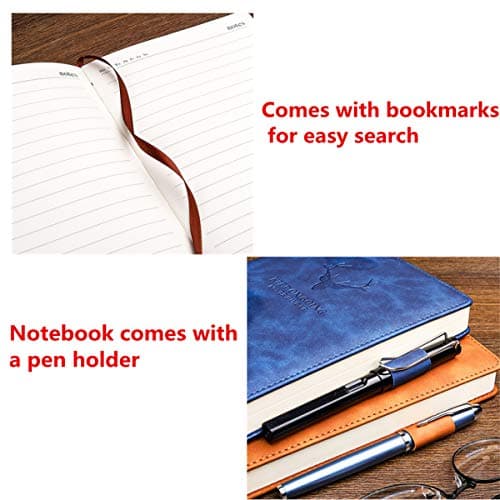 Carnet de Notes Classique Papier à Rayures - Journal Couverture Rigide, 8,3 "× 5,7", 360 pages,Parfait pour le bureau Accueil École Rédaction professionnelle et prise de notes(A5,bleu)
