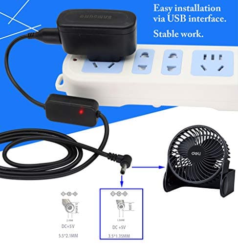 zdyCGTime USB 2.0 mâle à 90° DC3.5 * 1.35mm mâle 5v câble d'appoint coudé,adapté aux Ventilateurs,routeurs et Autres Petits équipements électroniques.(1m/1Paquet)