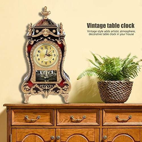 Haokaini Horloge de Bureau Vintage Rétro de Style Européen Horloge de Table Antique en Plastique Réveil Bureau Réveil pour La Maison Hôtel Salon Chambre Bureau Décor