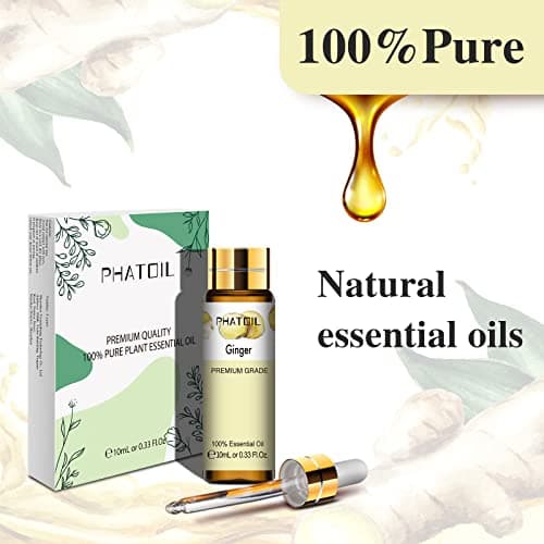 PHATOIL Huile Essentielle Gingembre 10 ML, Huiles Essentielles Pures Naturelles pour Aromathérapie Diffuseur Humidificateur