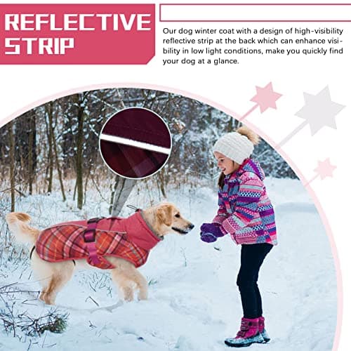 Manteau d'hiver pour Chien, Veste ImperméAble pour Chien, Veste d'hiver Chaude avec Doublure en Polaire, Manteau RéFlecteur Ajustable Et Confortable avec Trou pour Harnais pour Petits Et Moyens Chien