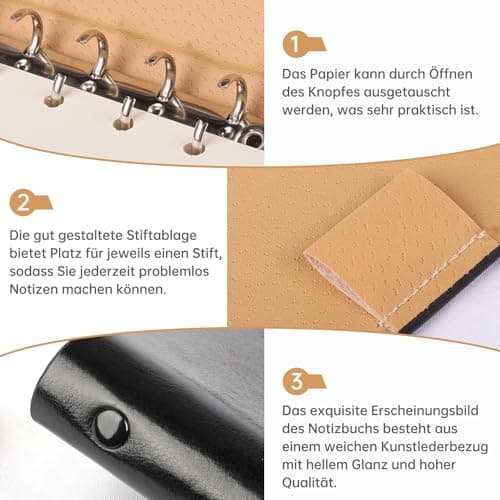 RNHDLY Mini Carnet, Carnet de Poche, Petit Carnet de Notes Ring Binder, Petit Carnet de Notes de Poche, Classeur Budget a7 pour L'école, Le Bureau, L'écriture